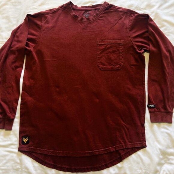 Hawk Work Gear Mens Top Large Rust Brown 100% cotton Long Sleeves - Picture 1 of 9